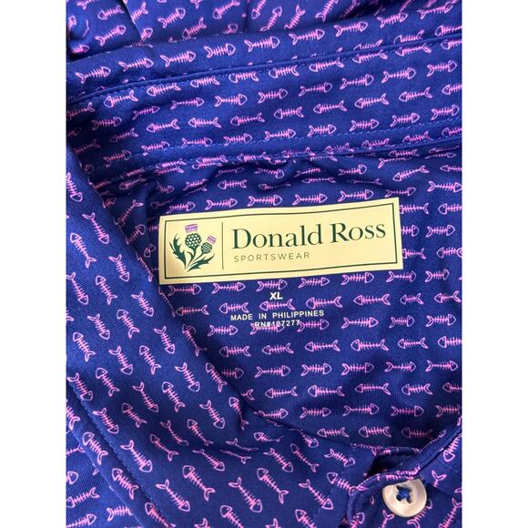 Donald Ross Polo Shirt XL Mens Fish Bone Pattern Performance Golf - Picture 7 of 8